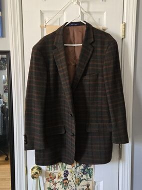 VTG Men's Brown & Green Plaid Blazer